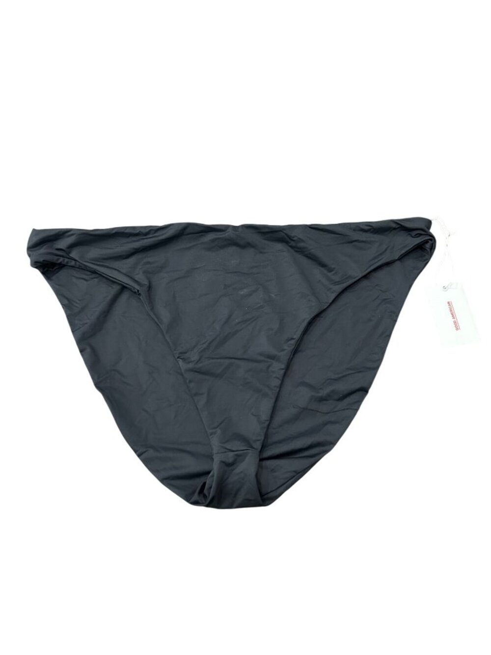 Good American 7 Black Basic Bikini Bottom Nylon Blend Minimalist Clean Girl NWT